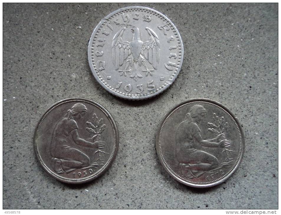 GERMANIA - LOTTO MONETE VARI ANNI  (1935,50 E 1972) - 50 Pfennig