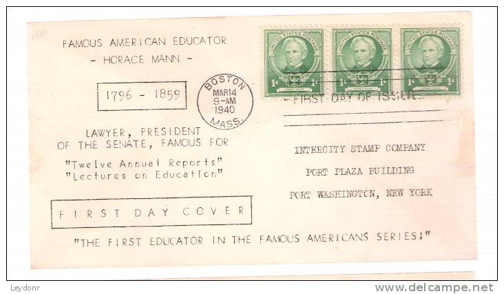 FDC Horace Mann - 1851-1940