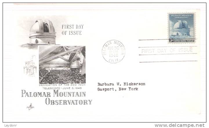 FDC Palomar Mountain Observatory - 1941-1950