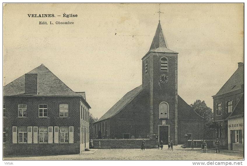 Velaines :  Eglise  ( Ecrit 1912 Avec Timbre ) - Celles