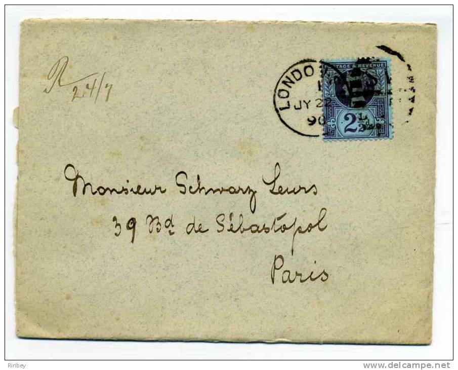 YT N°95 Seul Sur Lettre De LONDON Pour PARIS / 22 Juillet 1896 - Brieven En Documenten