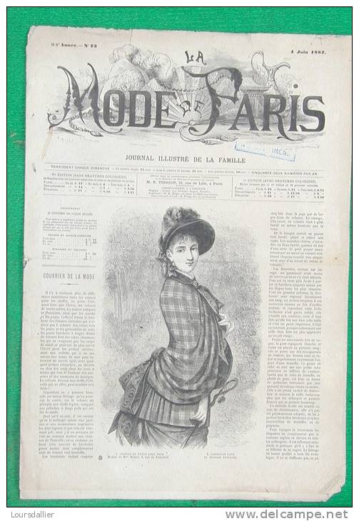 LA MODE DE PARIS N°23 24ème Année JUIN 1882 - Magazines - Before 1900