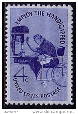 1960 USA Employ The Handicapped Stamp Sc#1155 Wheelchair Drill Press Handicap - Behinderungen