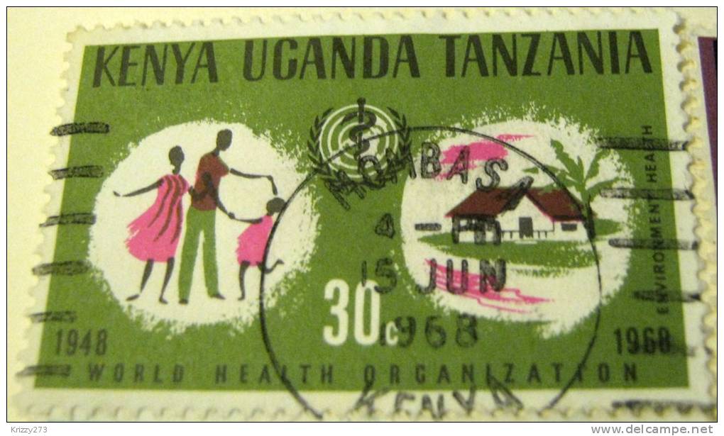 Kenya Uganda Tanzania 1968 20th Anniversary WHO Enviroment Health 30c - Used - Kenya, Ouganda & Tanzanie