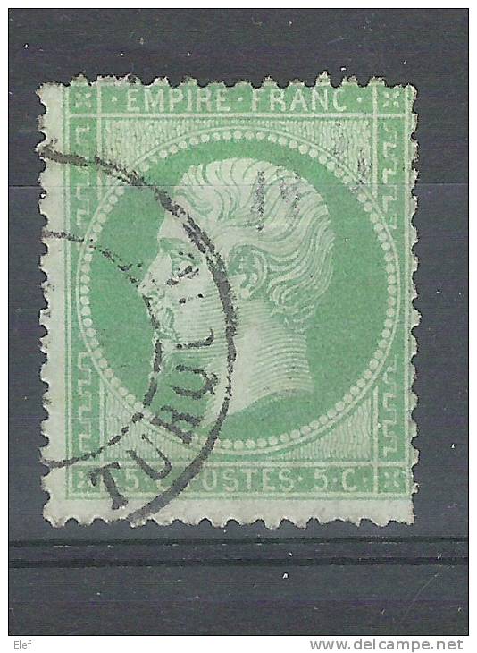 Empire N° 20, 5 C Vert Obl Cachet EVIDE , Bureau Français De TURQUIE, TB - 1862 Napoleon III