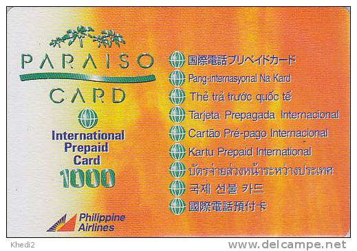 Télécarte Prépayée Philippines - PHILIPPINE AIRLINES Prepaid Phonecard - Airplane Avion Flugzeug Telefonkarte - 308 - Flugzeuge