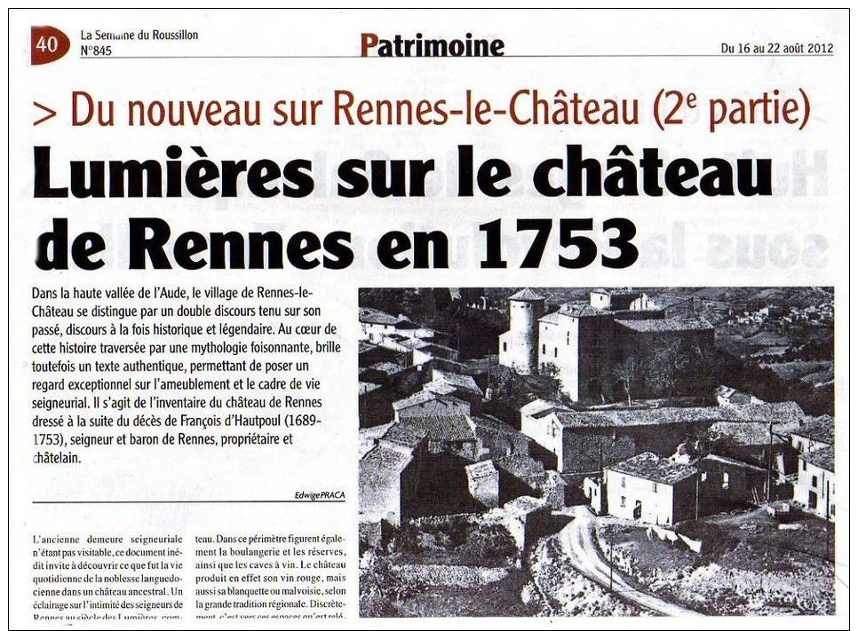 RENNES-LE-CHATEAU - AUDE - LOT DE 4 ARTICLES INEDITS Sur L'HISTOIRE DE RENNES - History