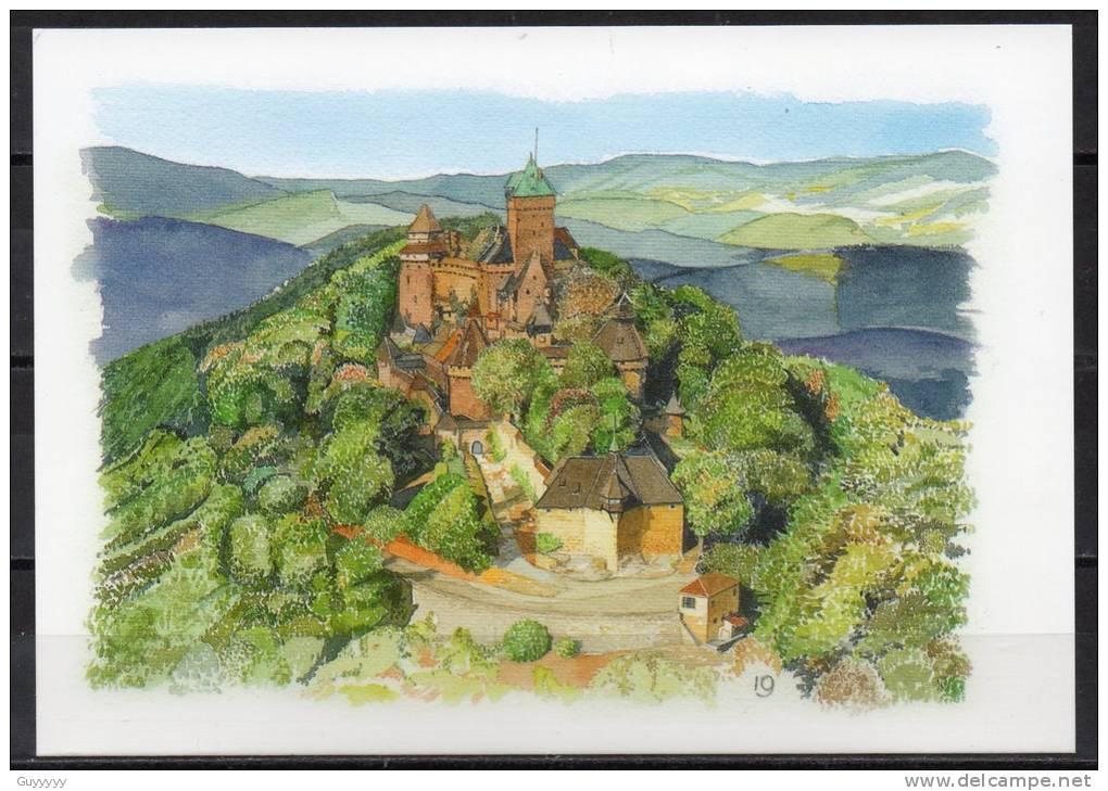 Alsace - Haut-Koenigsbourg - Carte Postale D'après Une Aquarelle - Autres & Non Classés
