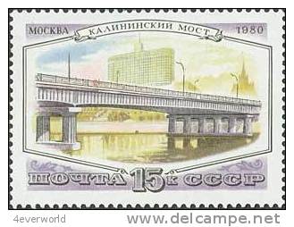 1980 Moscow Bridge Kalininsky Road Russia Stamp MNH - Collections