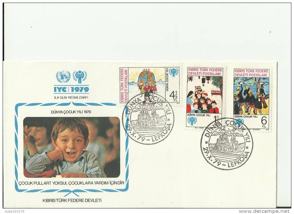 TURKEY 1979 – FDC CHILDREN OF THE WORLD YEAR (PHOTO)  W 3 STS OF 1,50-4,50+6,00 LIRAS KIBRIS-LEFKOSA OCT 29 RE.TU167 - Covers & Documents