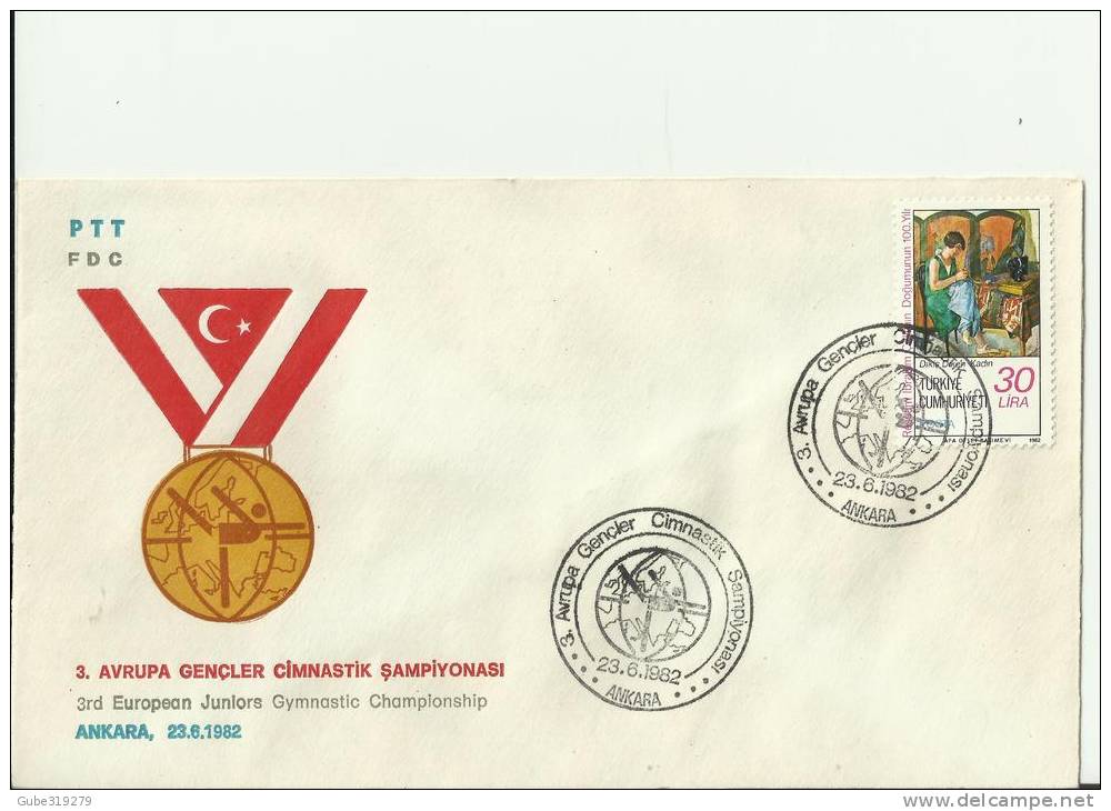 TURKEY 1982 – FDC THIRD EUROPE JUNIOR GYMNASTIC CHAMPIONSHIP W 1 ST OF 30 LS – ANKARA  JUN 23  REF181 - Covers & Documents