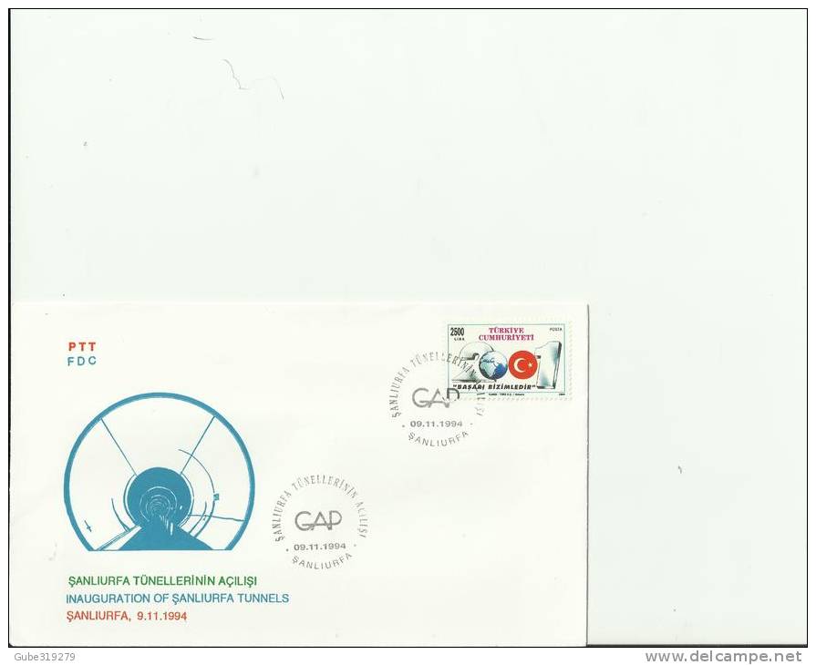 TURKEY 1994 -FDC INAUGURATION OF SANLIURFA TUNNELS W 1 STOF 2500 LS SANLIURFA  NOV 9 RE207 - Storia Postale