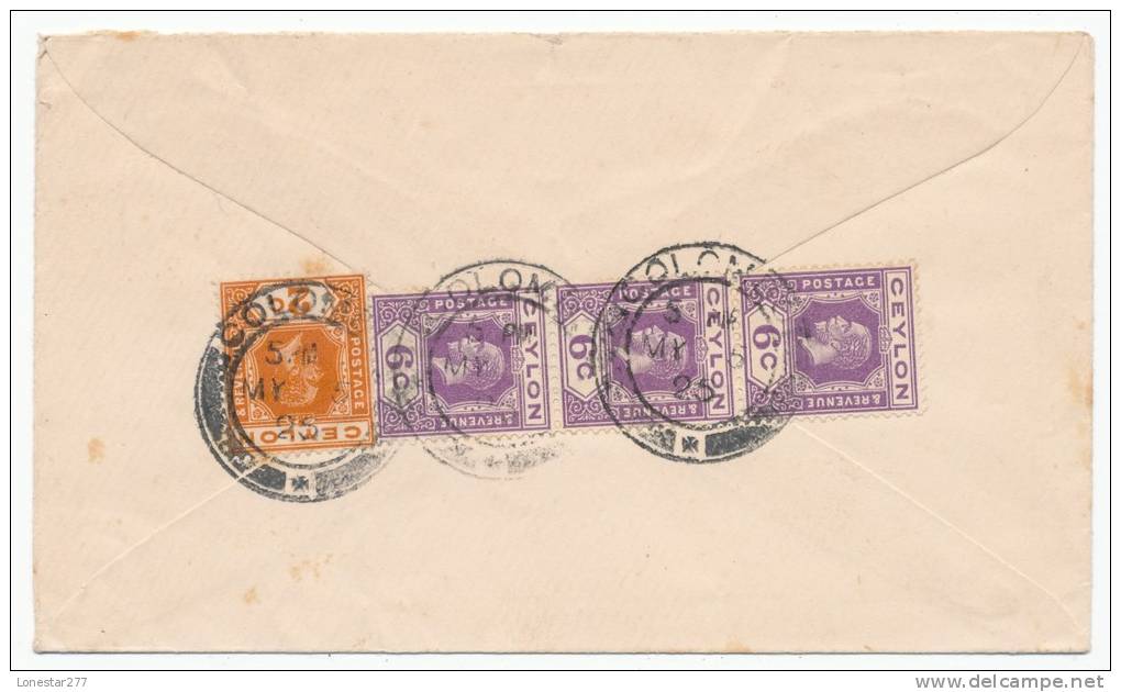 CEYLON # 166, 191 COVER TO GERMANY (1925) - Ceylon (...-1947)