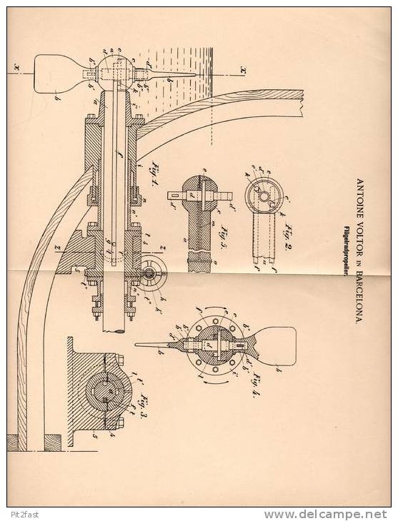 Original Patentschrift - A. Voltor In Barcelona , 1899 , Flügelrad - Propeller Für Schiffe , Schiff !!! - Otros & Sin Clasificación