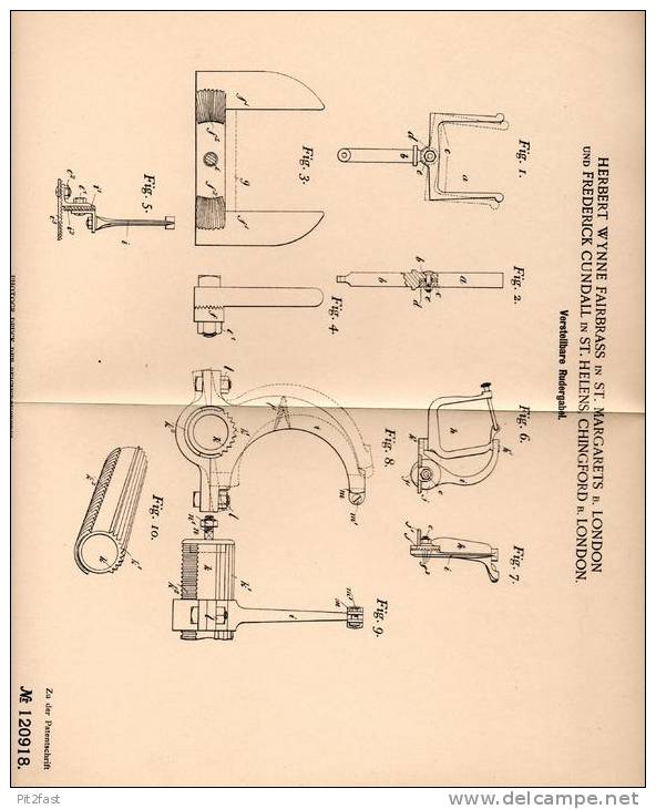 Original Patentschrift - F. Cundall In St. Helens , Chingford Und St. Margarets , 1899 , Verstellbare Rudergabel , Boot - Sonstige & Ohne Zuordnung