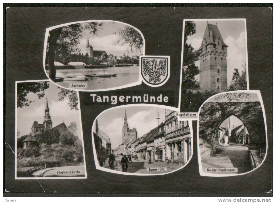 AK Tangermünde, Lenin-Straße, Hafen, Stephanskirche, Gel, 1962 - Tangermuende