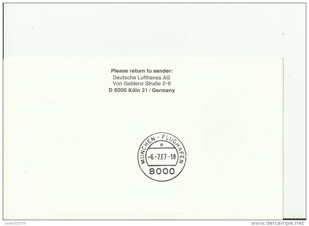 TURKEY 1987 -FDC CARD  FIRST FLIGHT LUFTHANSA LH 1595- B 737 BOEING IZMIR-MUNCHEN ADDRESSED W 2 STS OF 50-100 ?? LS IZMI - Storia Postale