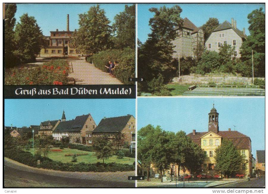 AK Bad Düben, Platz Der Jugend, Burg Mit Freilichtbühne, Rathaus, Gel, 1975 - Bad Dueben