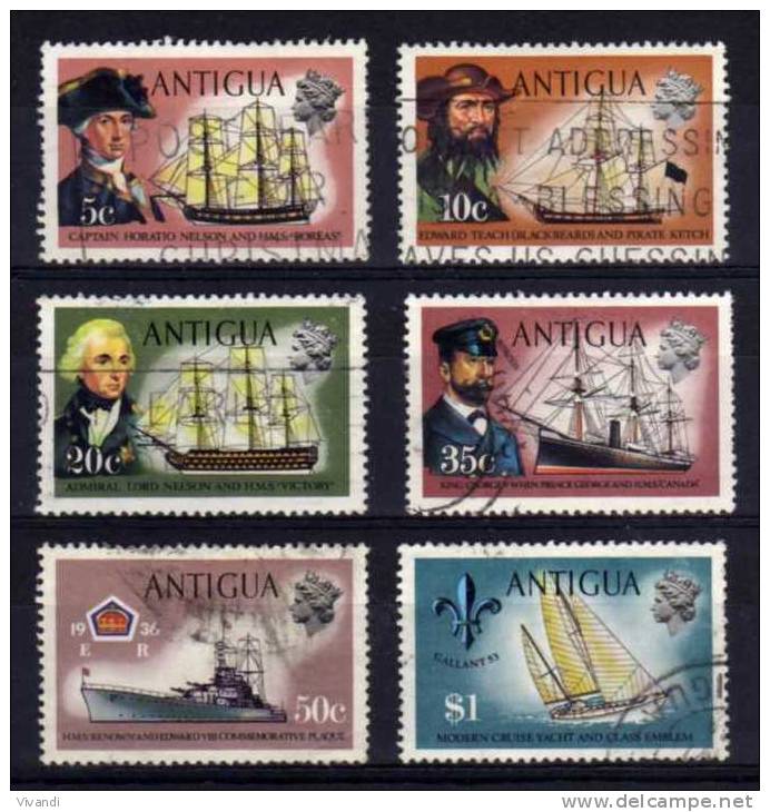 Antigua - 1970 - Captains &amp; Ships (Part Set, Sideways Watermark)  - Used - 1960-1981 Autonomie Interne