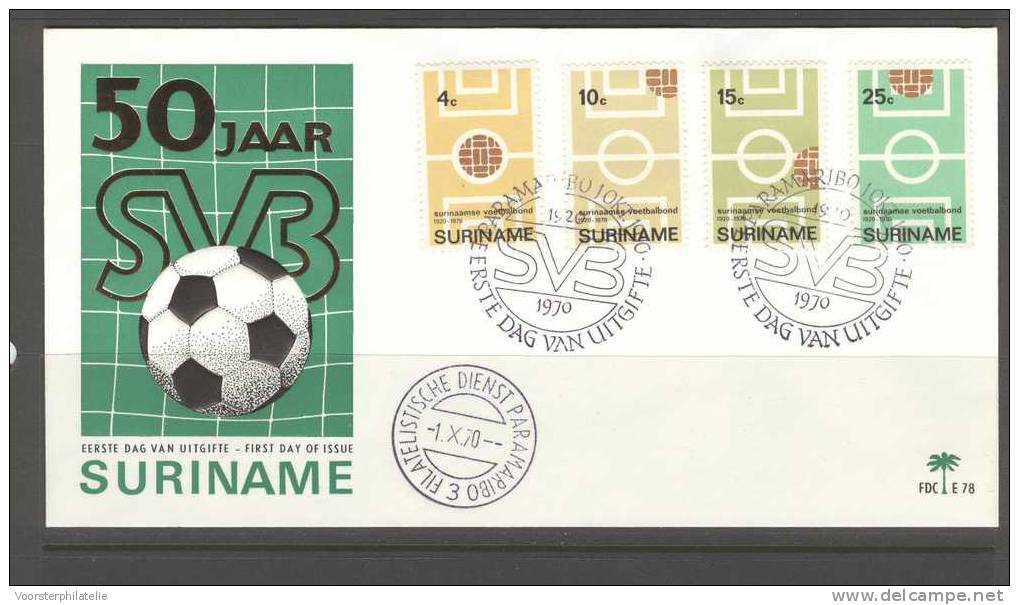 SURINAME 1970 FDC E78 VOETBAL FOOTBALL BLANCO VERY FINE - Suriname ... - 1975