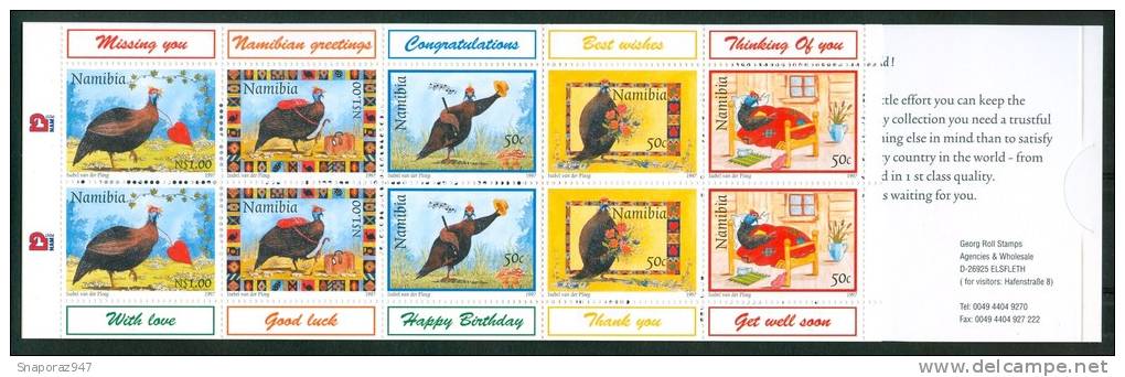 1997 Namibia Fauna Galli Roosters Coqs Uccelli Birds Vogel Oiseaux Booklet Complete 2 Scans -L67 - Namibia (1990- ...)