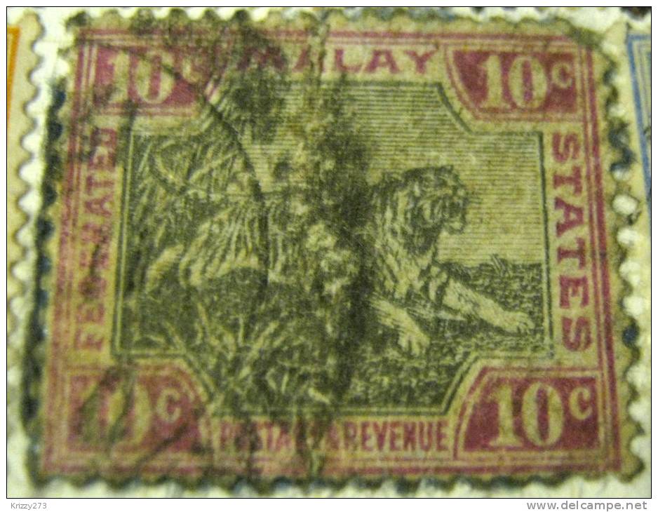 Malay 1900 Tiger 10c - Used - Federated Malay States