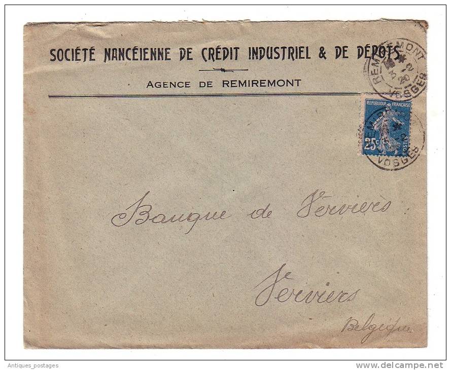 Remiremont Vosges 1920 Société Nancéienne De Crédit Industriel Et De Dépot Nancy Banque - Ongebruikt