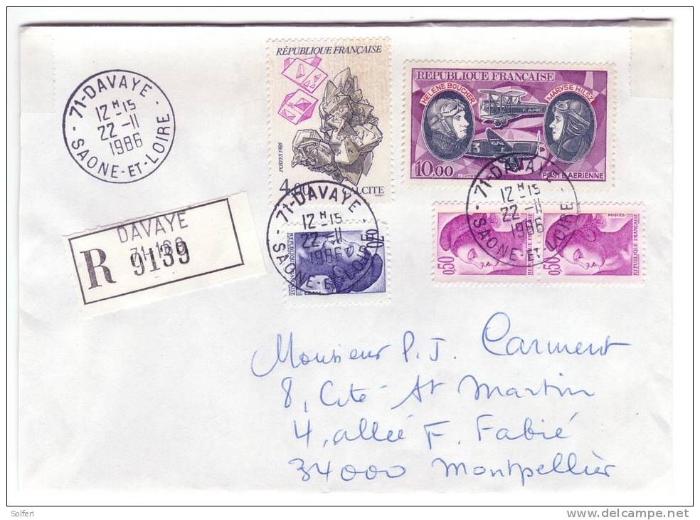 FRANCE.  Lettre Recommandée De 1986, Cover, Letter, Aircraft, AVION, Boucher, Hilsz, N° A47 - Lettres & Documents