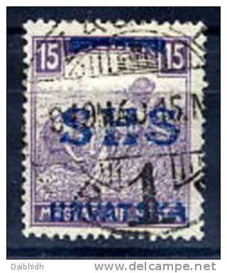 YUGOSLAVIA 1918 SHS Overprint For Croatia On Hungary 15f Harvesters White Figures, Used. Michel 63 - Gebruikt