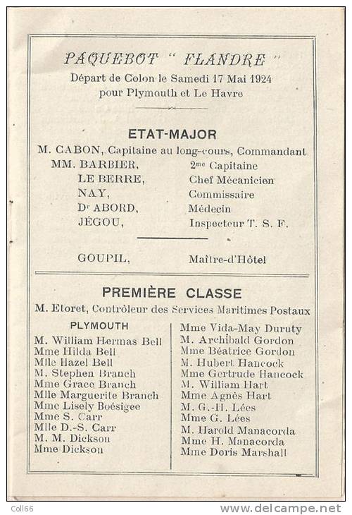 1924Cie Générale Transatlantique Liste Des Passagers Illustrée Ligne Des Antilles CGT Peut-être Votre Ancêtre!!!RARE - Other & Unclassified