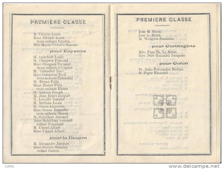 1926 Cie Générale Transatlantique Liste Des Passagers Illustrée Ligne Des Antilles CGT Peut-être Votre Ancêtre!!!RARE - Autres & Non Classés