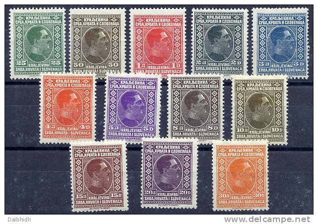 YUGOSLAVIA 1926-27 Portrait Definitive Set LHM / *.  Michel 188-99 - Unused Stamps