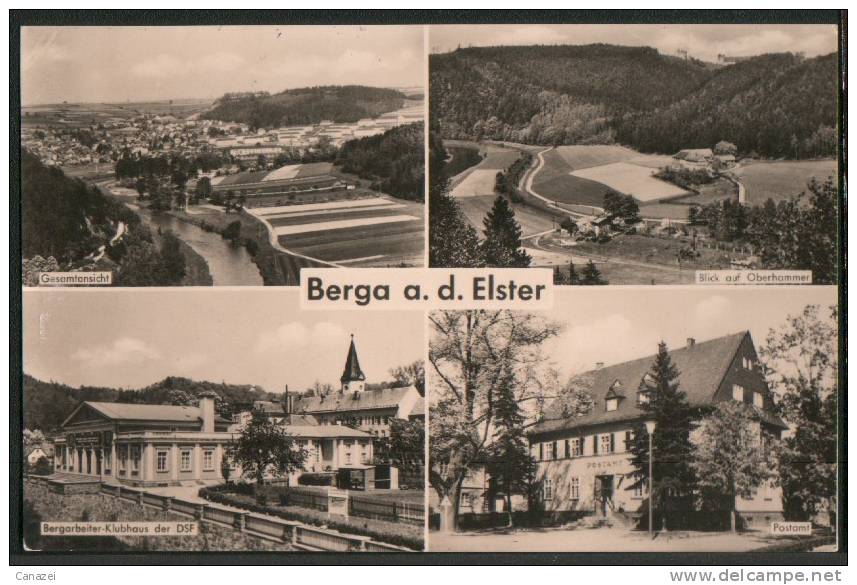 AK Berga/Elster, Oberhammer, Bergarbeiter-Klubhaus, Postamt, Ung, 1970 - Bad Elster