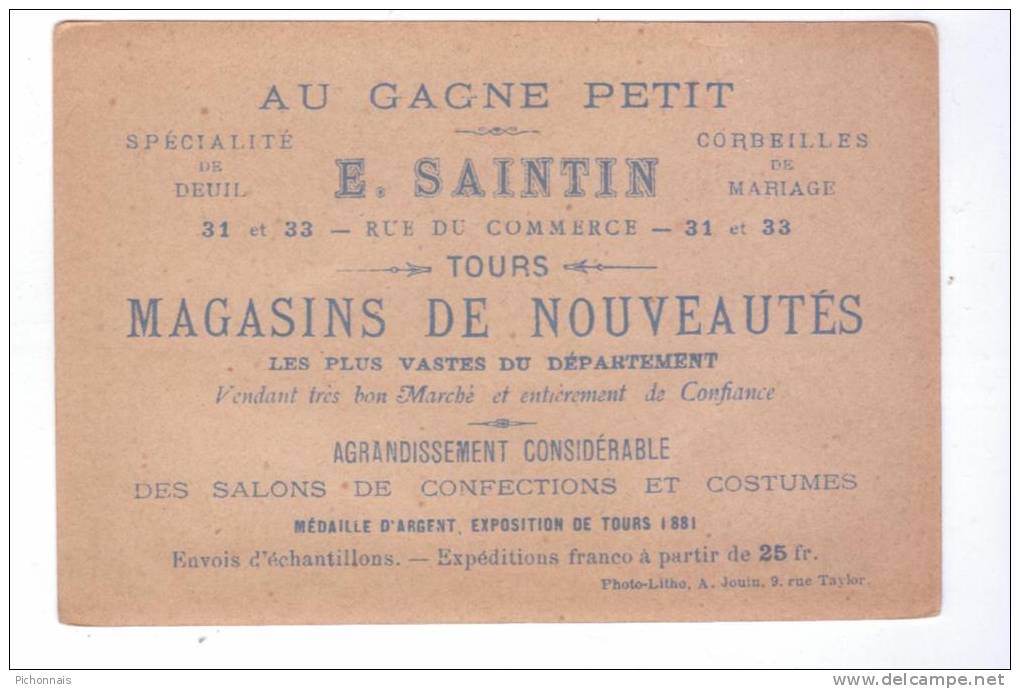 SAINT MALO Port  Publicite Magasin De Nouveautes A TOURS E. Saintin - Publicités
