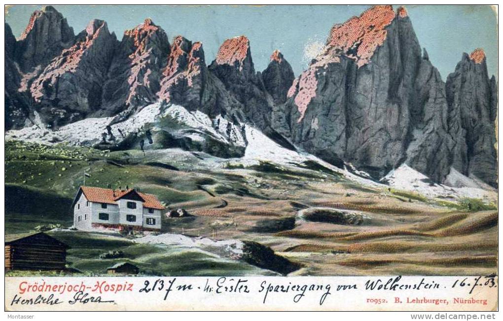 BOLZANO. Rifugio PASSO GARDENA-GRODNERJOCH. Vg. C/fr. AUSTRIA Per GRAZ 1903. - Bolzano (Bozen)