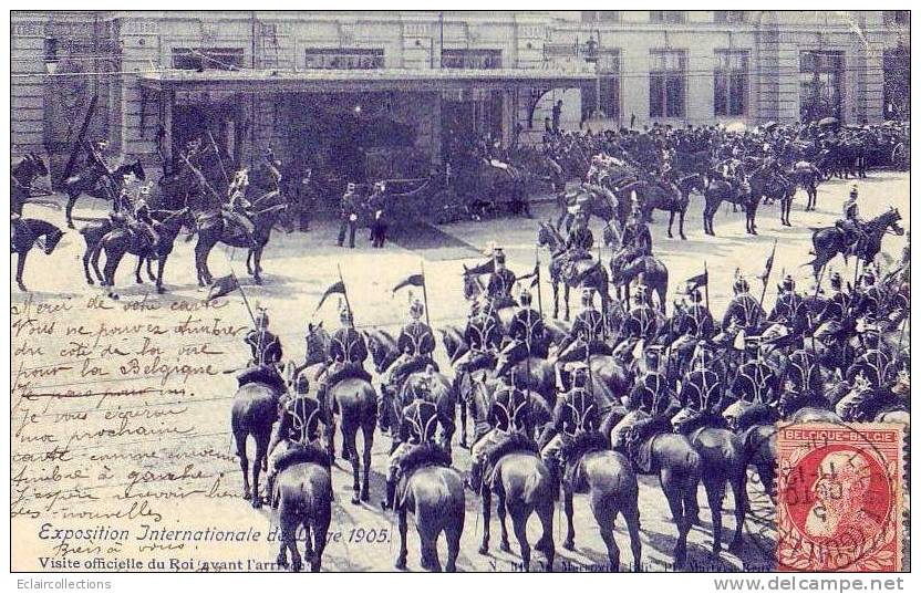 Belgique  Liège   Exposition Internationale 1905  Visite Du Roi  (angle Haut Droite Pli) - Autres & Non Classés