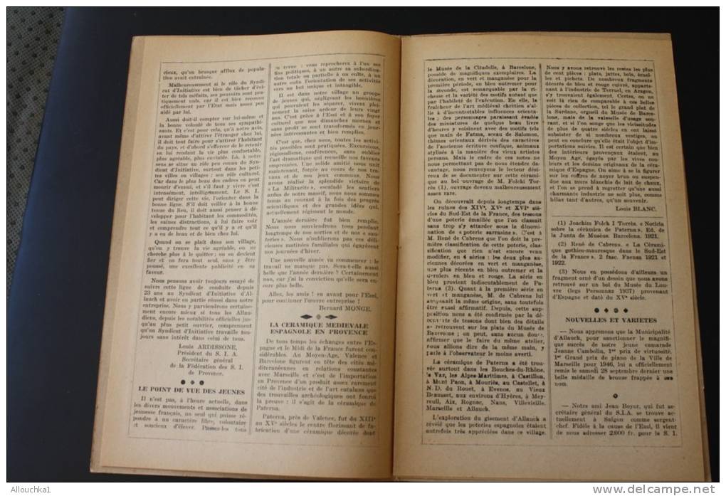 Oct 1946 &mdash;&gt; ALLAUCH En Provence Bouches-du-Rhône"L'écho Du Moulin"Syndicat D'initiative N°17 Rubriques Histoire - Provence - Alpes-du-Sud