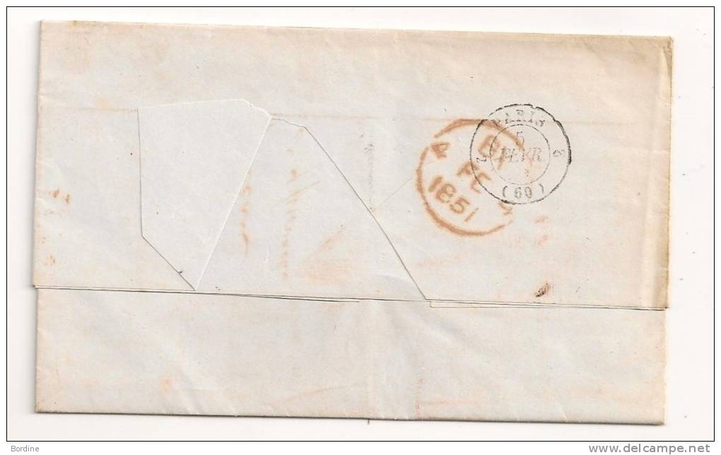 Lettre - ETATS UNIS - NEW YORK - PORT DU TAXEE - COLONIES ART 13 - 1857 - …-1845 Préphilatélie