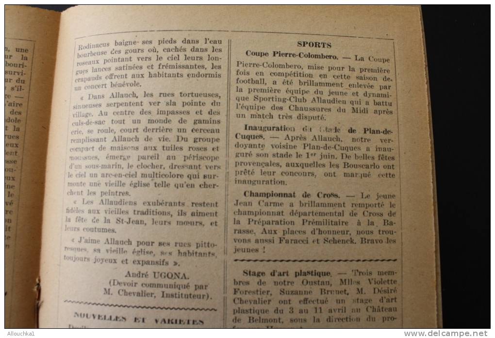 Jul 1947&mdash;&gt; ALLAUCH en Provence Bouches-du-Rhône"L'écho du Moulin"Syndicat d'initiative N°19 rubriques histoire.