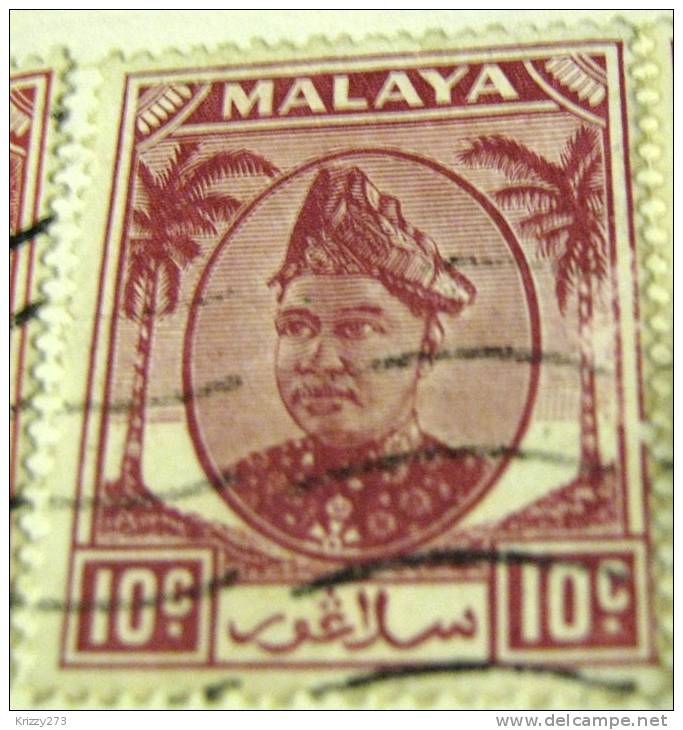 Selangor 1949 Sultan Hisamud-din Alam Shah 10c - Used - Perak