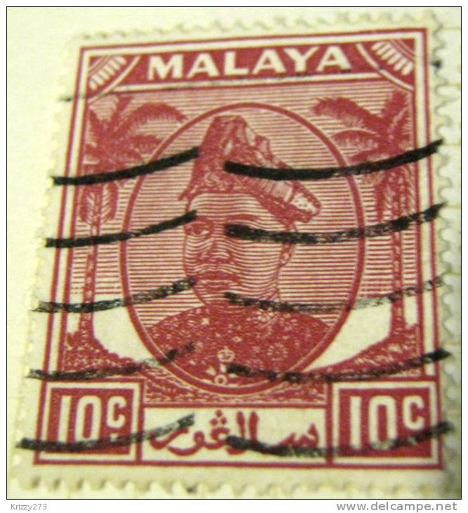 Selangor 1949 Sultan Hisamud-din Alam Shah 10c - Used - Perak