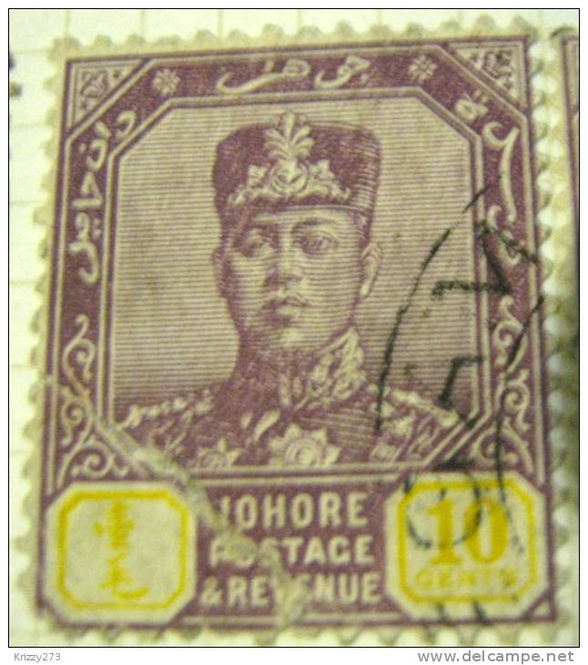 Johore 1904 Sultan Sir Ibrahim 10c - Used - Johore