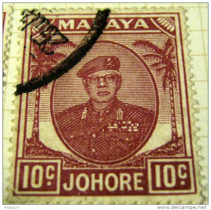 Johore 1949 Sultan Sir Ibrahim 10c - Used - Johore