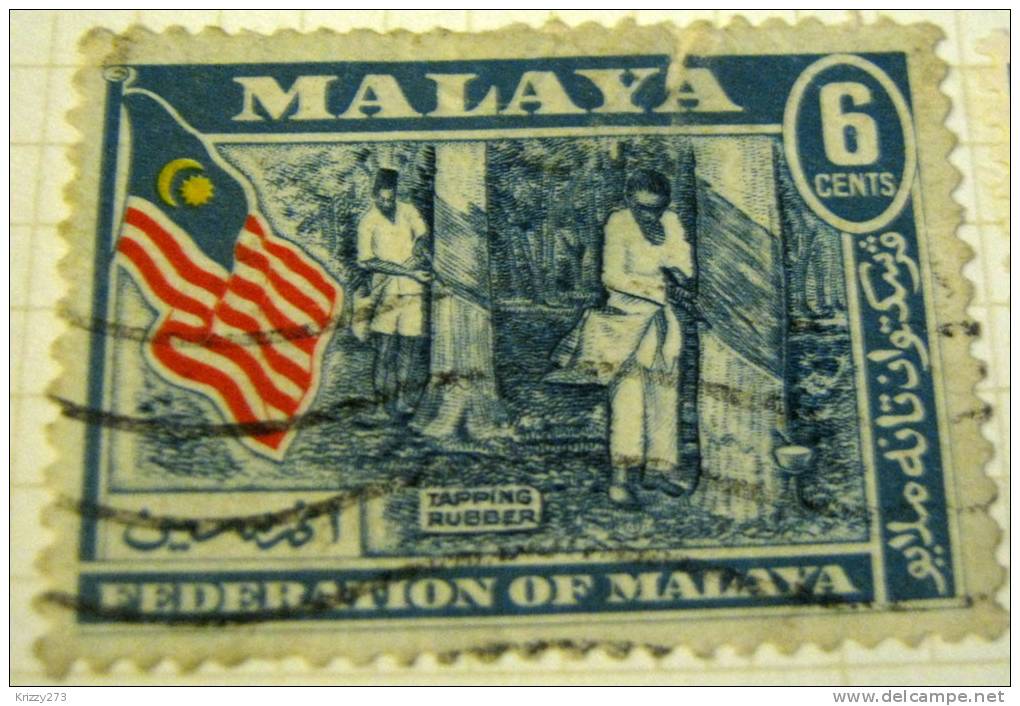 Malaya 1957 Rubber Tapping 6c - Used - Fédération De Malaya