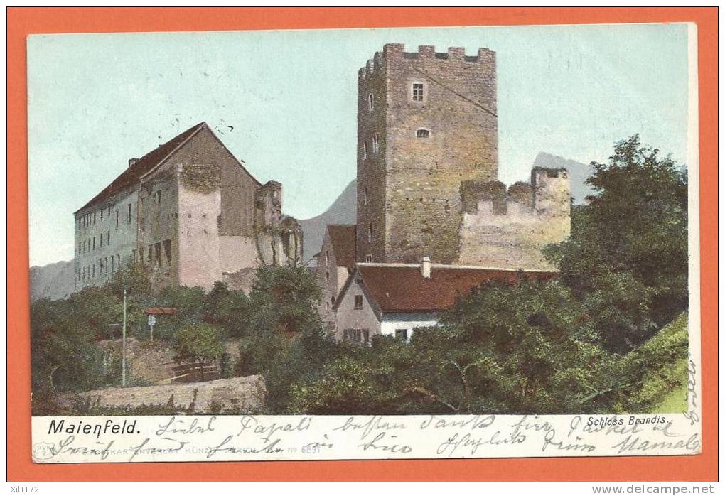 Q0669 Maienfeld Schloss Brandis. Pioneer. Gelaufen In 1907 - Maienfeld