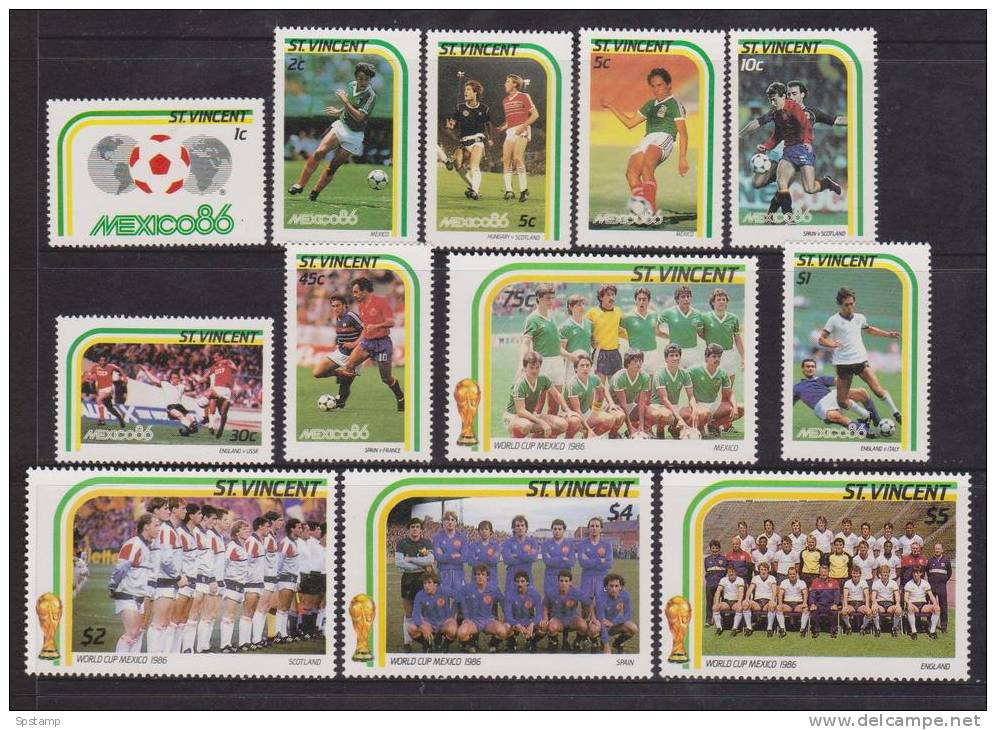 St Vincent 1986 Mexico Soccer World Cup Set 12 MNH - St.Vincent (1979-...)