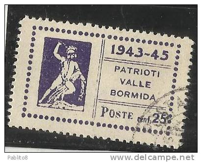 CLN VALLE BORMIDA 1945 TESEO CENTESIMI 25 USED - National Liberation Committee (CLN)