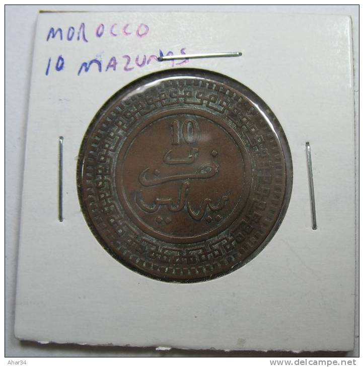 MOROCCO 10 MAZUNAS 1321 AH  1903  COIN  LOT 123 - Morocco