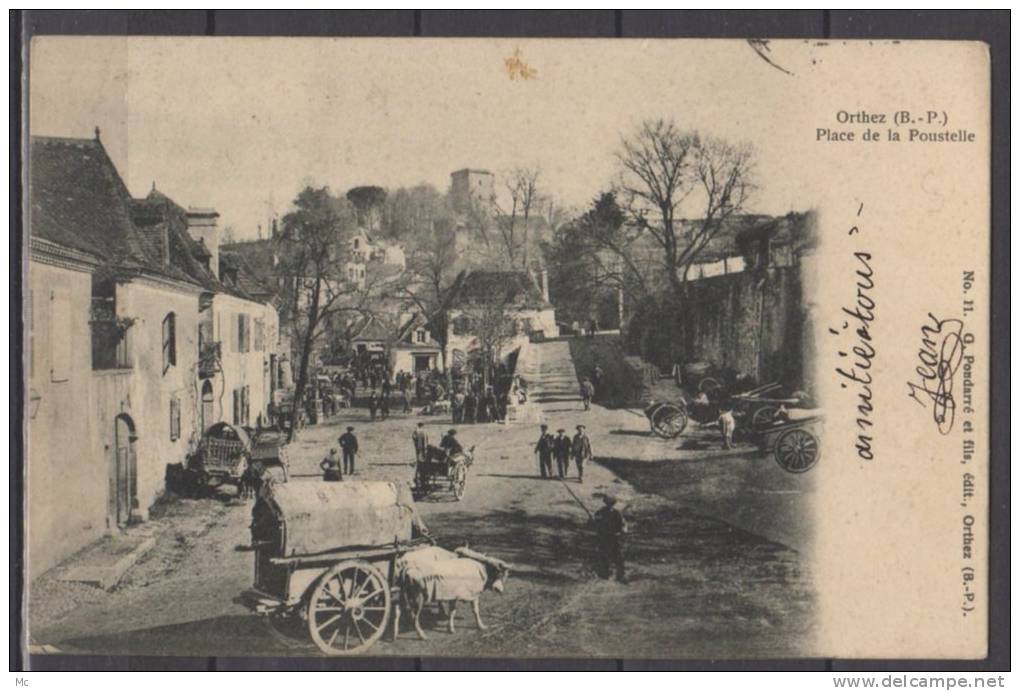 64 - Orthez - Place De La Poustelle - Charettes - Boeufs - Animée - Orthez