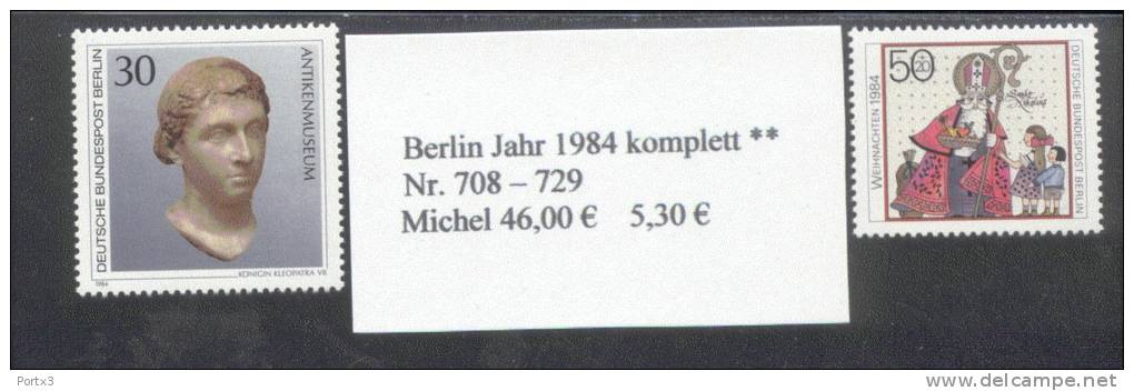 Berlin 708 - 729 Komplettes Jahr 1984 /  Year 1984 Complete Postfrisch MNH ** - Ungebraucht